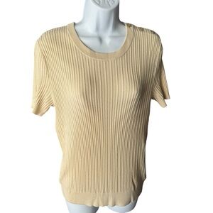 Ralph Lauren Purple Label Sweater Blouse Women's SZ.
L Cream Wool Silk Ribbed